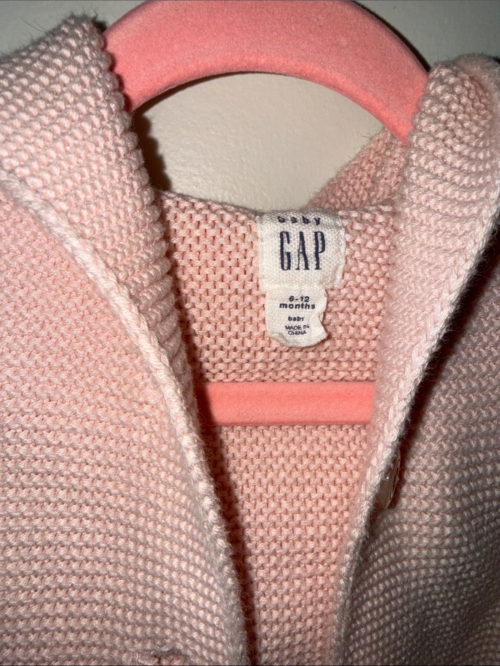 GAP Light Pink Knit Hooded Baby Jacket - Picture 2 of 5